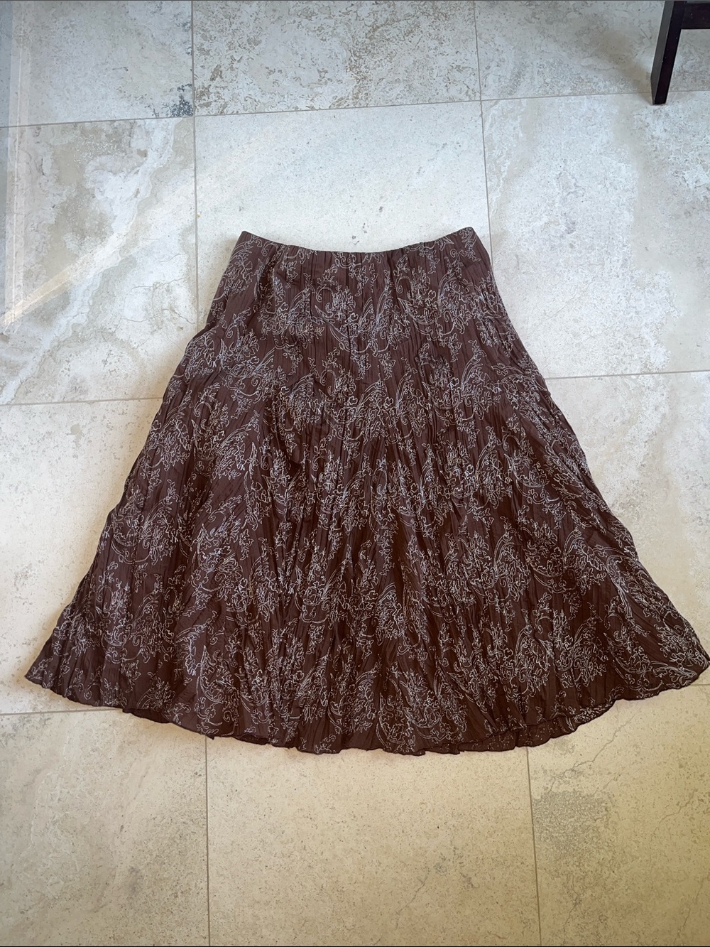 Teenflo Boho Brown Embroidered Flowy Midi Skirt Sz 8
